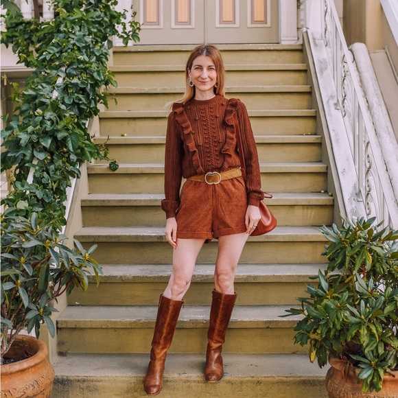 NWT SEZANE x MANOUSH Marva Pull Sweater Brown - Size M - Picture 2 of 10